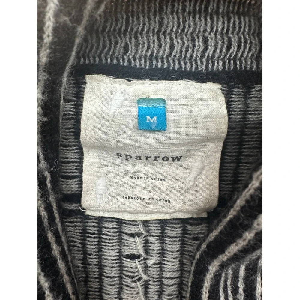 Sparrow‎ Anthropologie Lambswool Cardigan Sweater Womens M Black White Striped